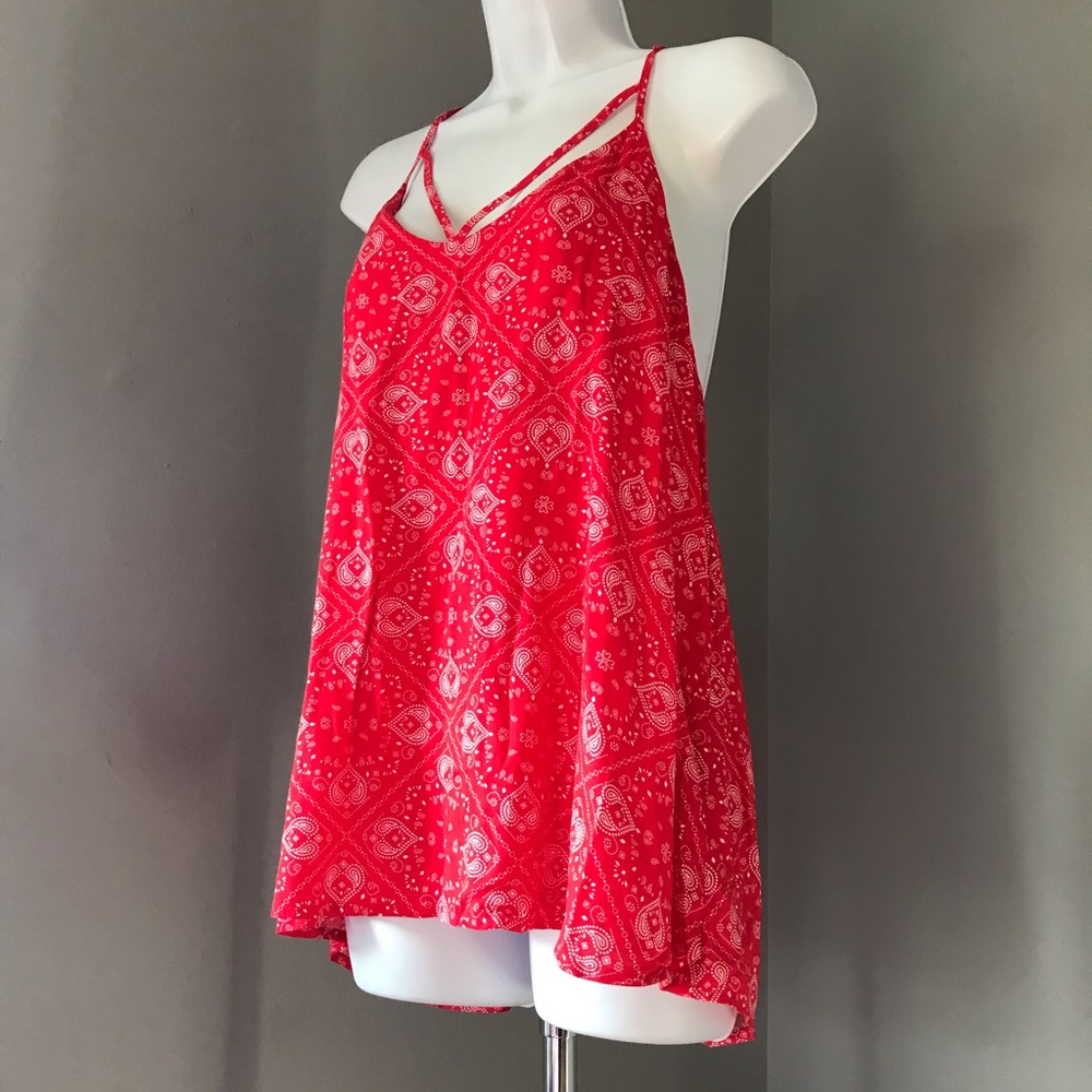 4/$25 Red White Spaghetti Strap Tank Top XL